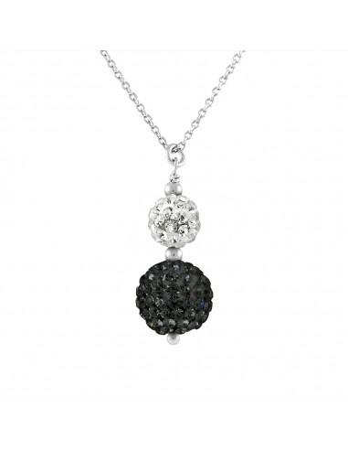 Collier Duo Cristal "BLACK  WHITE"  