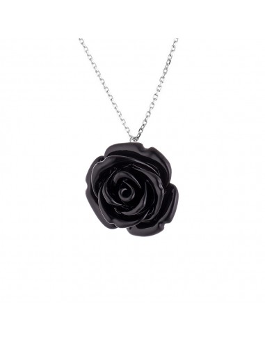 Collier Pendentif "BLACK ROSE"  